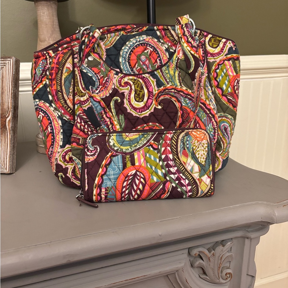 Vera Bradley Multicolor Paisley Tote and Wallet Set